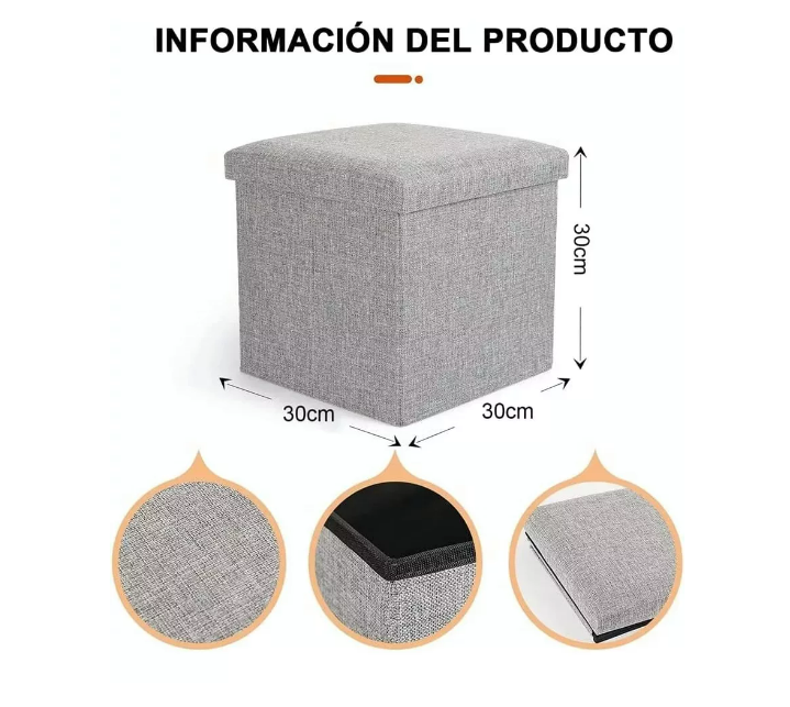 Foto 4 pulgar | Silla Cubo Organizador Plegable con Cajón Wünd Gris