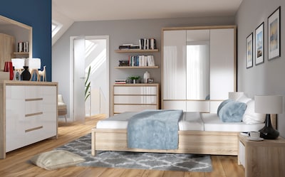Foto 2 | Cómoda Color Blanco Y Madera Con 5 Cajones Y Estructura De Madera Industrial