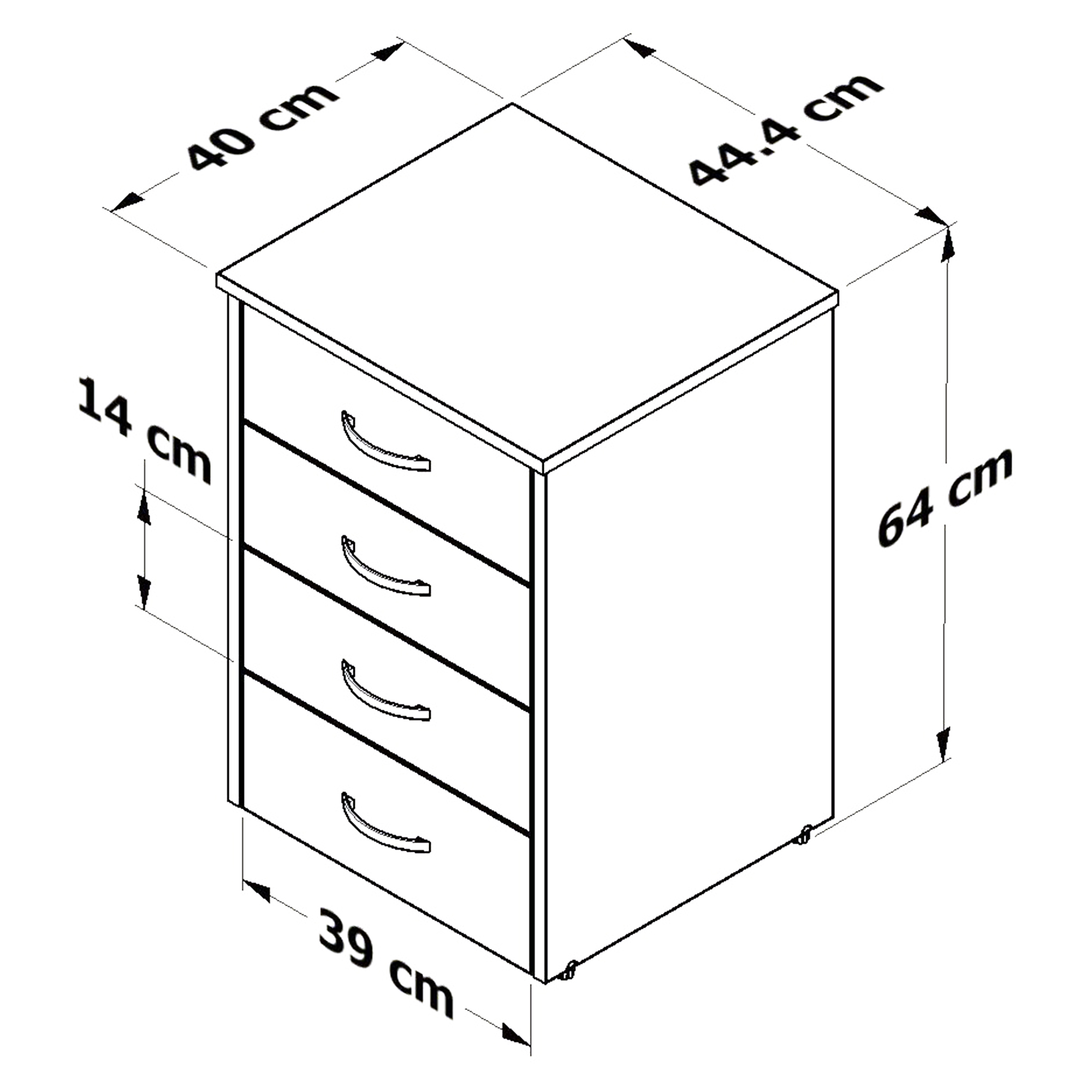 Foto 7 pulgar | Cajonera − Nápoles. Cajonera Multiusos, Mueble Con Cajones, Credenza Cómoda Para Ropa, 4 Cajones