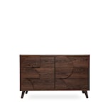 Cajonera De 6 Cajones Con Relieve Decorativo De Madera Y Estructura De Madera Industrial