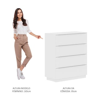 Foto 4 | Cómoda Madesa 4 Cajones Para Dormitorio Color Blanco