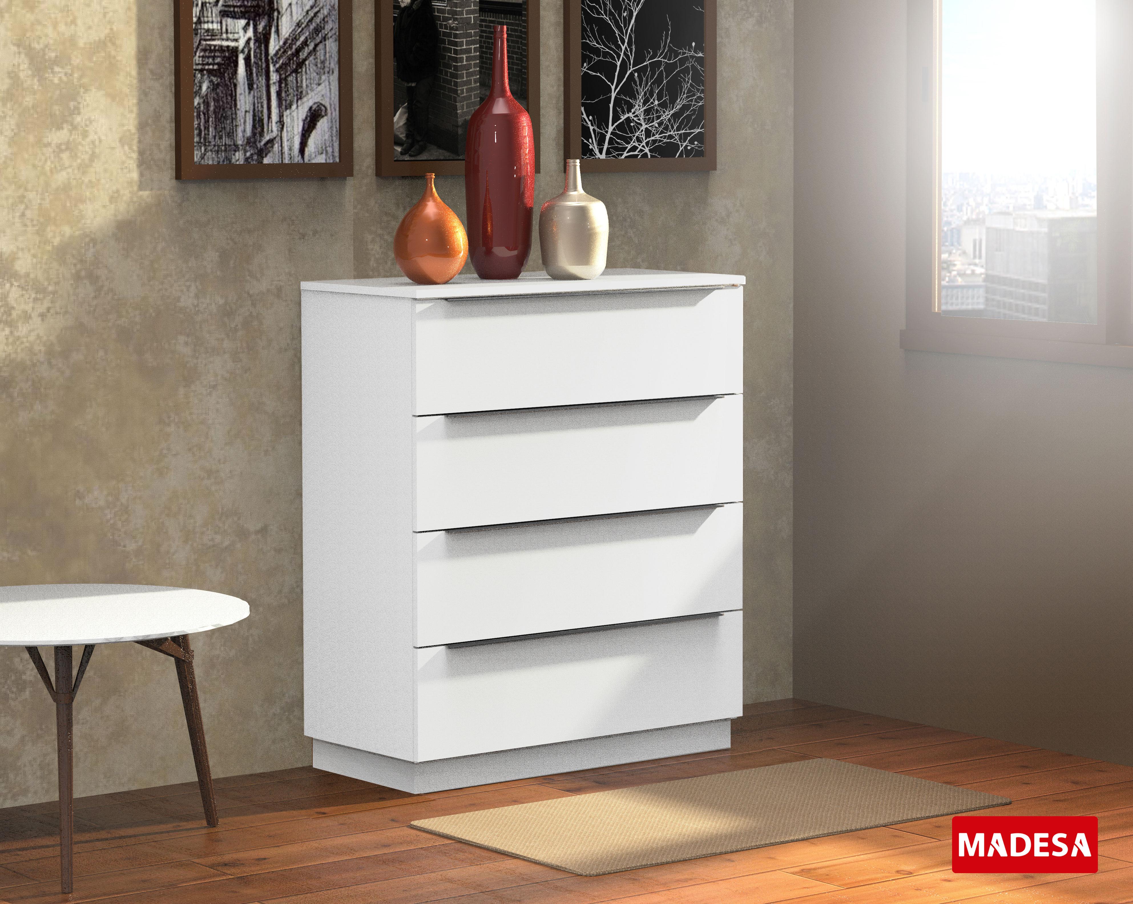 Foto 5 | Cómoda Madesa 4 Cajones Para Dormitorio Color Blanco