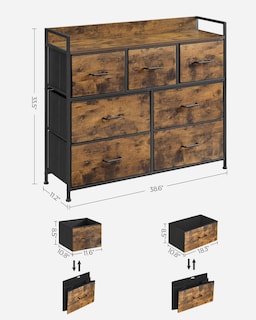Foto 3 | Cómoda, 7 Cajones De Tela, Estilo Rústico, De Dresser Songmics