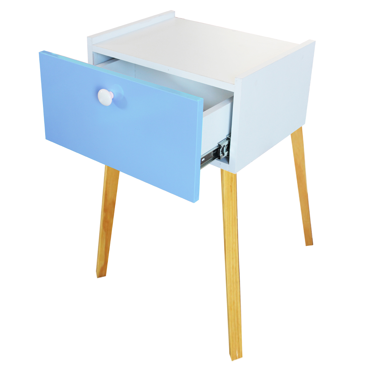 Foto 2 pulgar | Cajonera Buro Mesa Patas Moderno Mdf Recamara Azul