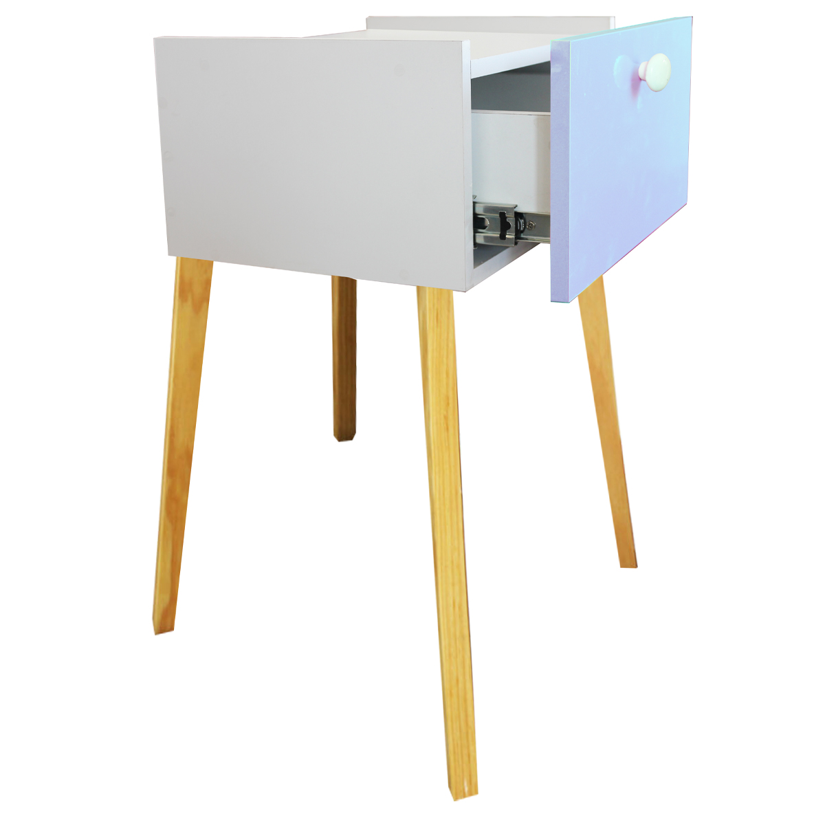 Foto 3 pulgar | Cajonera Buro Mesa Patas Moderno Mdf Recamara Azul