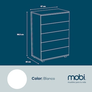 Foto 3 | Cómoda Mobi Mykonos Blanco 5 Cajones
