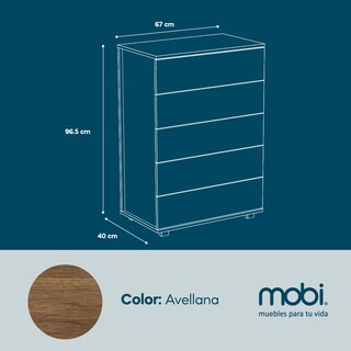 Foto 5 | Cómoda Mobi Mykonos Avellana 5 Cajones