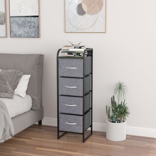 Foto 5 | Cómoda Compacta De 4 Cajones Mu:4life 5l602 Gris Oscuro De Estructura Metal Y Cajones De Tela