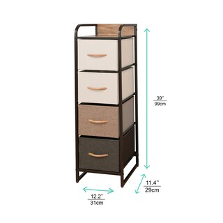 Foto 4 | Cómoda Compacta De 4 Cajones Mu:4life 5l602 Café Mixto De Estructura Metal Y Cajones De Tela
