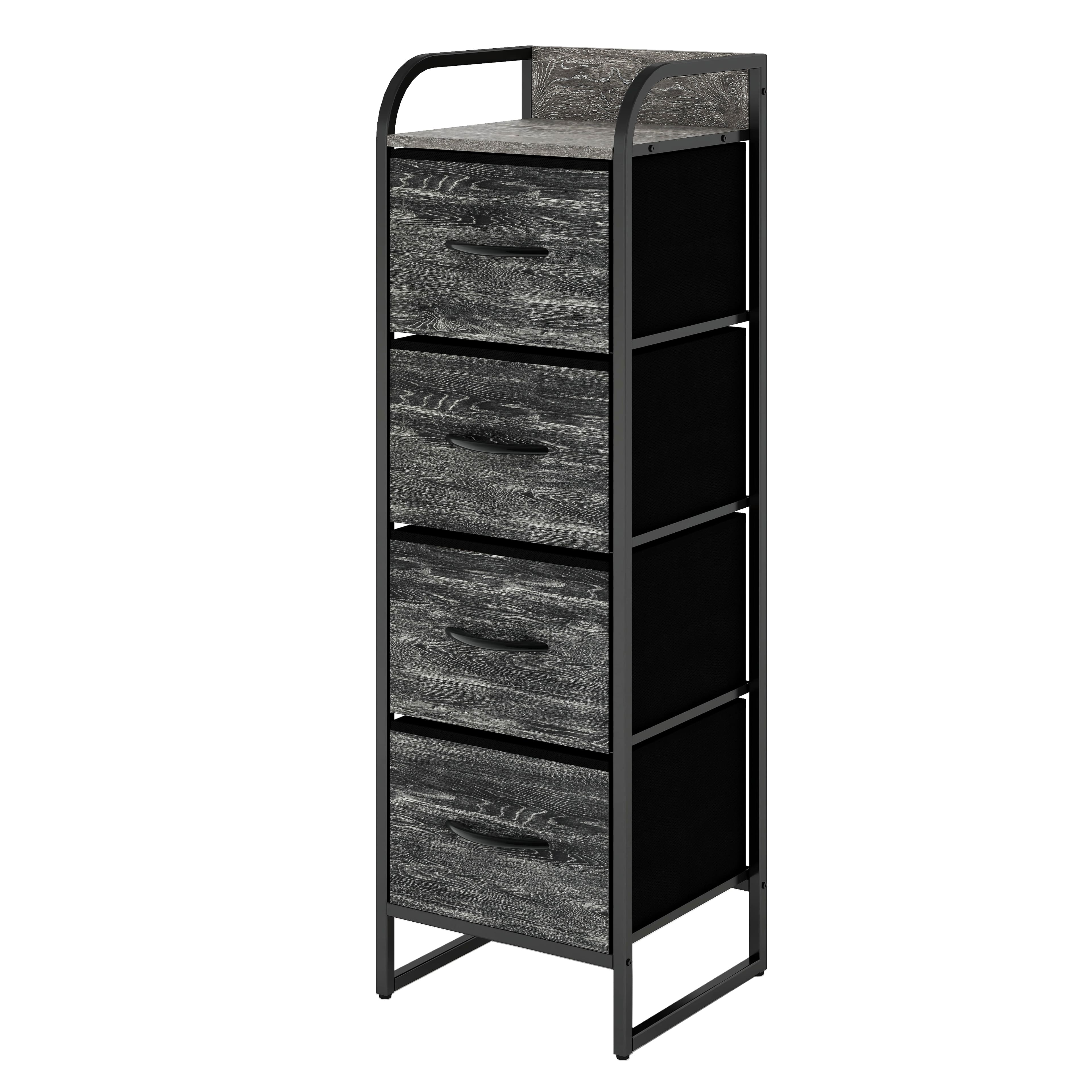 Foto 1 | Cómoda Compacta De 4 Cajones Mu:4life  5l602 Oak Negro De Estructura Metal Y Cajones De Tela