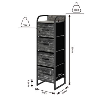 Foto 5 | Cómoda Compacta De 4 Cajones Mu:4life 5l602 Oak Negro De Estructura Metal Y Cajones De Tela