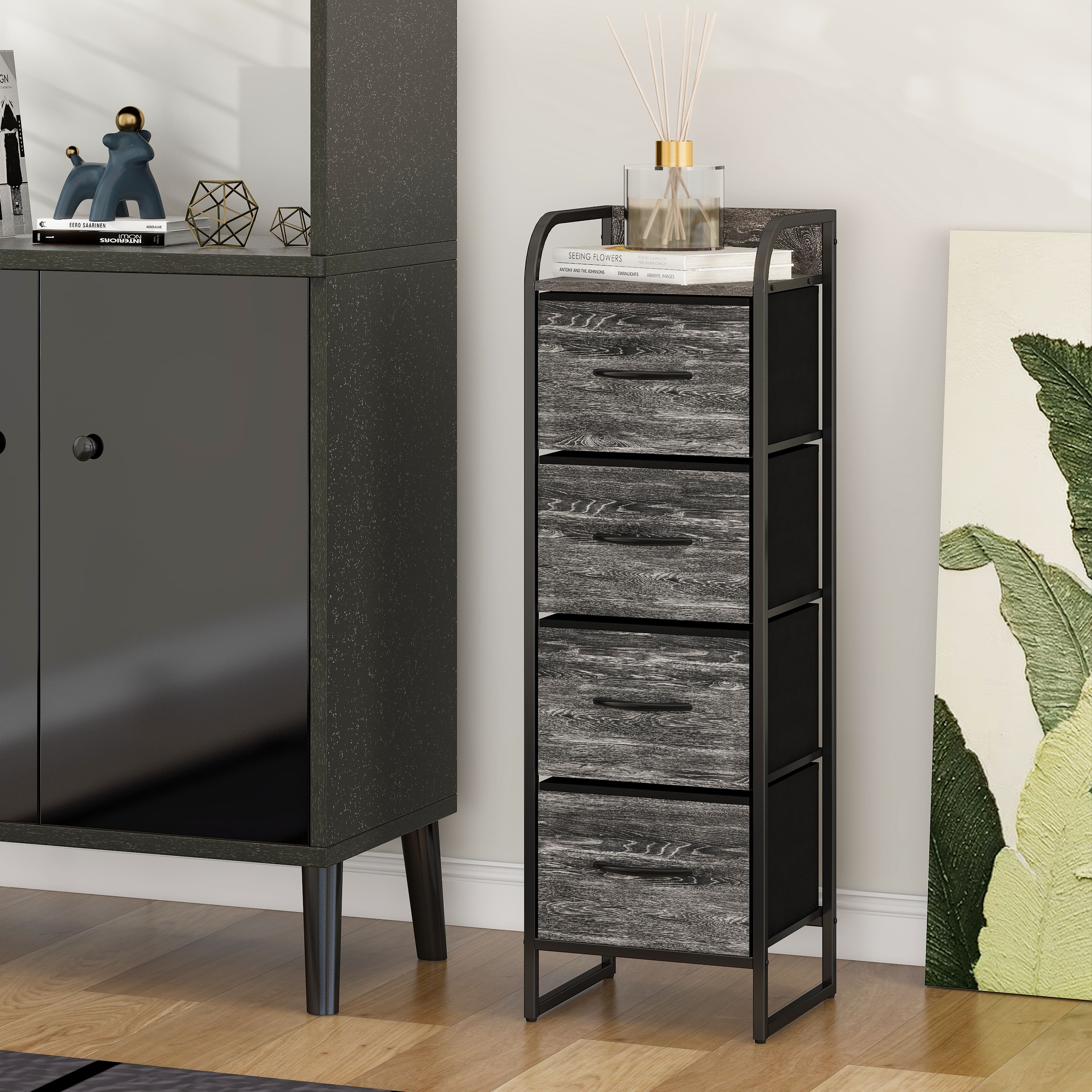 Foto 6 | Cómoda Compacta De 4 Cajones Mu:4life  5l602 Oak Negro De Estructura Metal Y Cajones De Tela