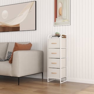 Foto 4 | Cómoda Compacta De 4 Cajones Mu:4life 5l602 Blanco Crema De Estructura Metal Y Cajones De Tela