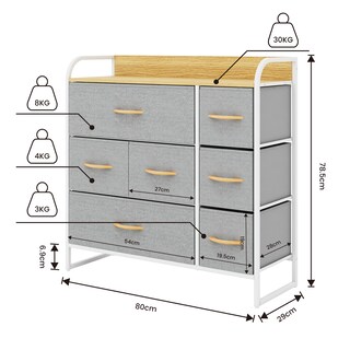 Foto 5 | Cómoda Compacta De 7 Cajones Mu:4life 5l608 Gris Claro De Estructura Metal Y Cajones De Tela