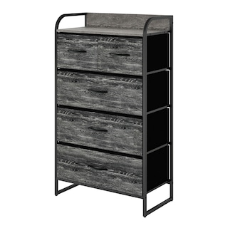 Foto 1 | Cómoda Compacta De 5 Cajones Mu:4life 5l608 Oak Negro De Estructura Metal Y Cajones De Tela