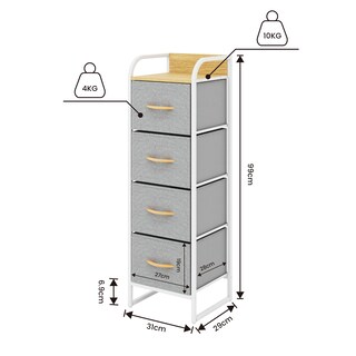 Foto 5 | Cómoda Compacta De 4 Cajones Mu:4life 5l602 Gris Claro De Estructura Metal Y Cajones De Tela