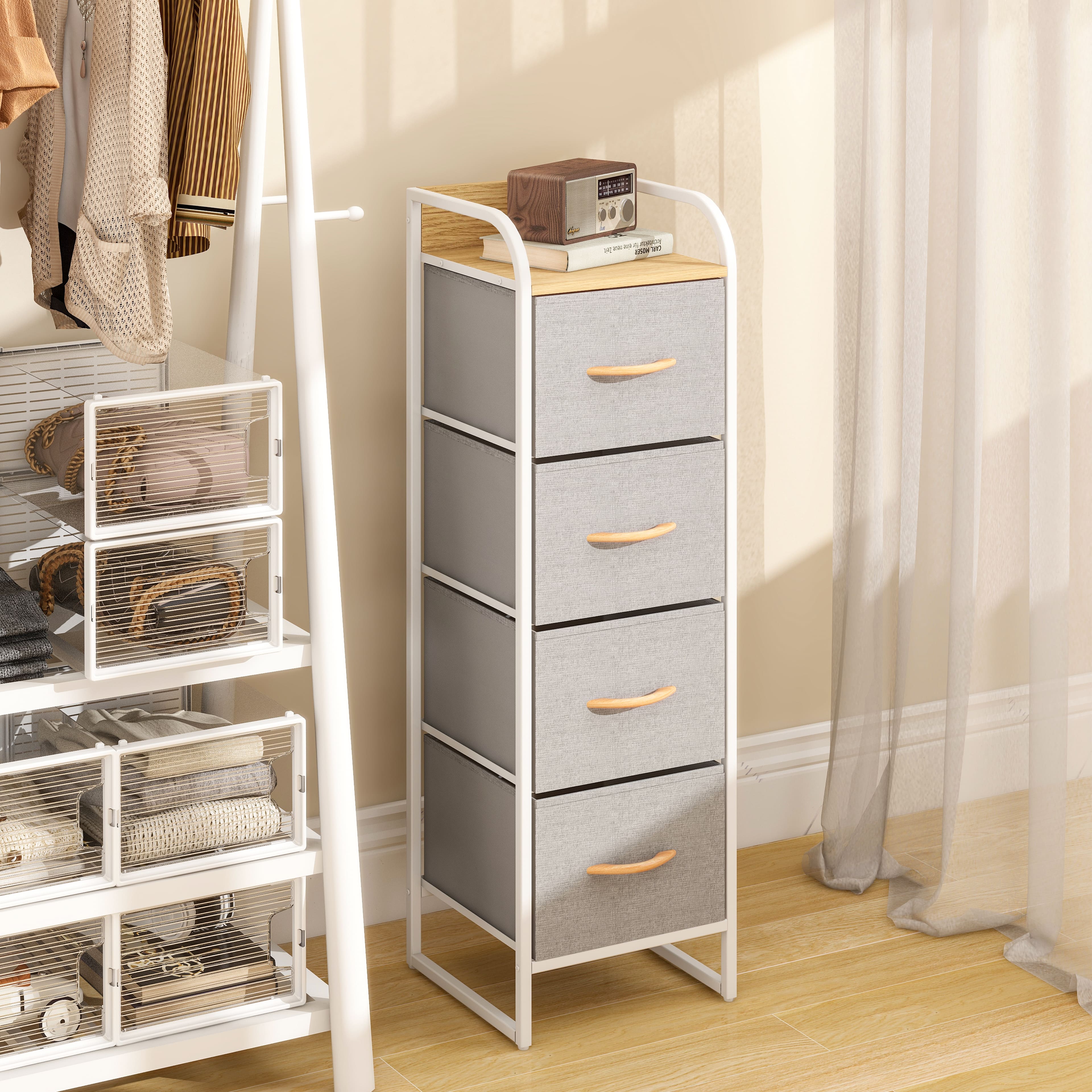 Foto 6 | Cómoda Compacta De 4 Cajones Mu:4life  5l602 Gris Claro De Estructura Metal Y Cajones De Tela