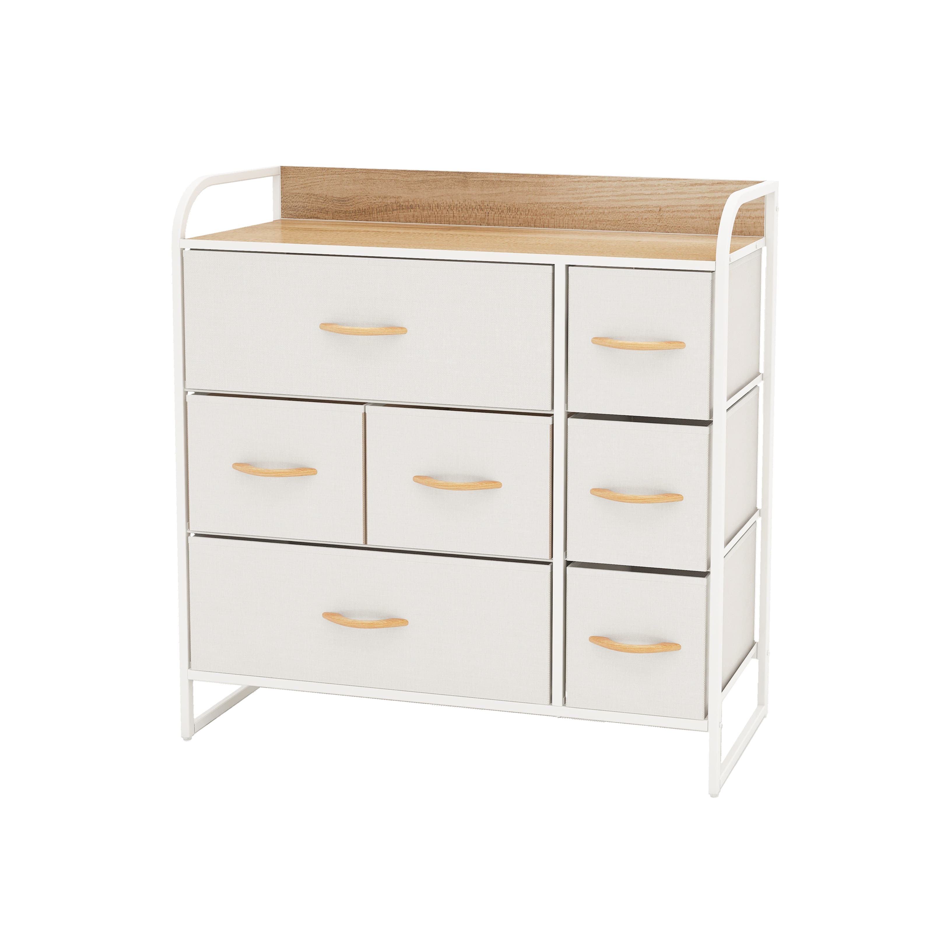 Foto 1 | Cómoda Compacta De 7 Cajones Mu:4life  5l608 Blanco Crema De Estructura Metal Y Cajones De Tela