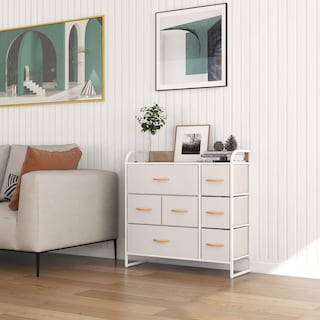 Foto 5 | Cómoda Compacta De 7 Cajones Mu:4life 5l608 Blanco Crema De Estructura Metal Y Cajones De Tela