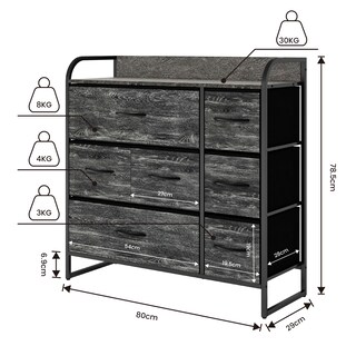 Foto 5 | Cómoda Compacta De 7 Cajones Mu:4life 5l608 Oak Negro De Estructura Metal Y Cajones De Tela