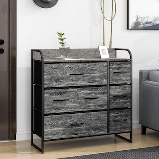 Foto 6 | Cómoda Compacta De 7 Cajones Mu:4life 5l608 Oak Negro De Estructura Metal Y Cajones De Tela