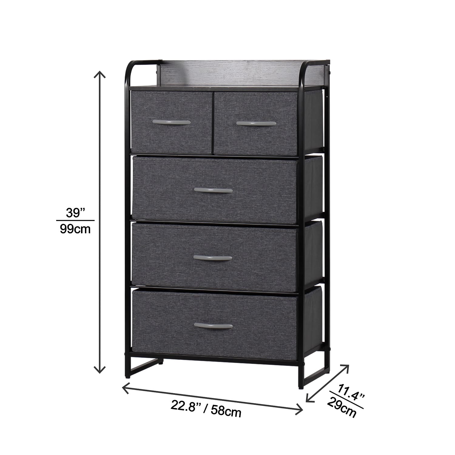Foto 3 | Cómoda Compacta De 5 Cajones Mu:4life  5l608  Gris Oscuro De Estructura Metal Y Cajones De Tela