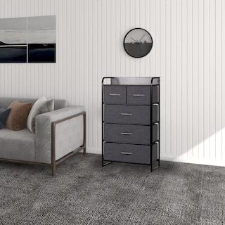 Foto 4 | Cómoda Compacta De 5 Cajones Mu:4life 5l608 Gris Oscuro De Estructura Metal Y Cajones De Tela