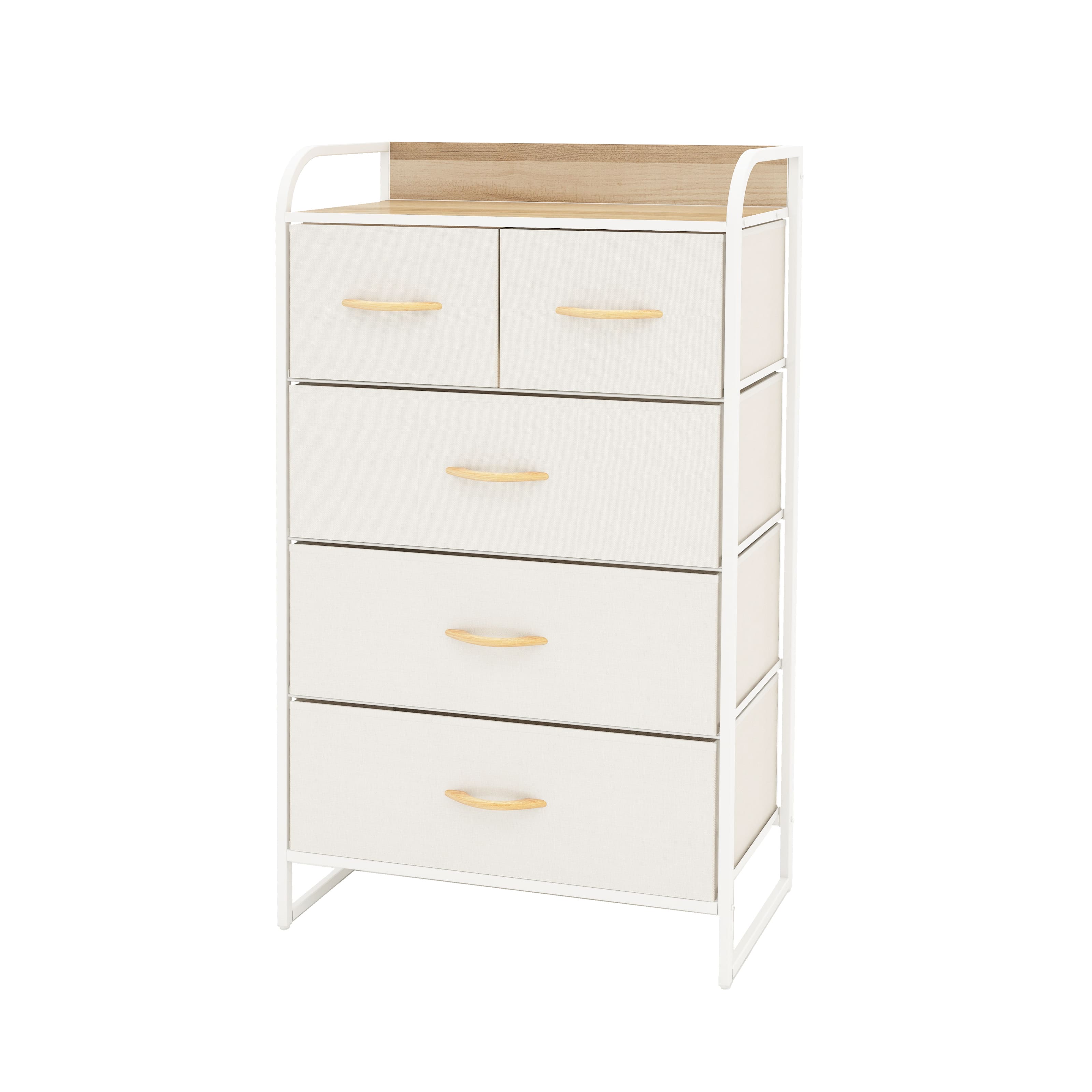 Foto 1 | Cómoda Compacta De 5 Cajones Mu:4life  5l608 Blanco Crema De Estructura Metal Y Cajones De Tela