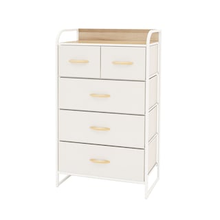 Foto 1 | Cómoda Compacta De 5 Cajones Mu:4life 5l608 Blanco Crema De Estructura Metal Y Cajones De Tela