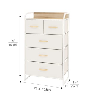 Foto 5 | Cómoda Compacta De 5 Cajones Mu:4life 5l608 Blanco Crema De Estructura Metal Y Cajones De Tela