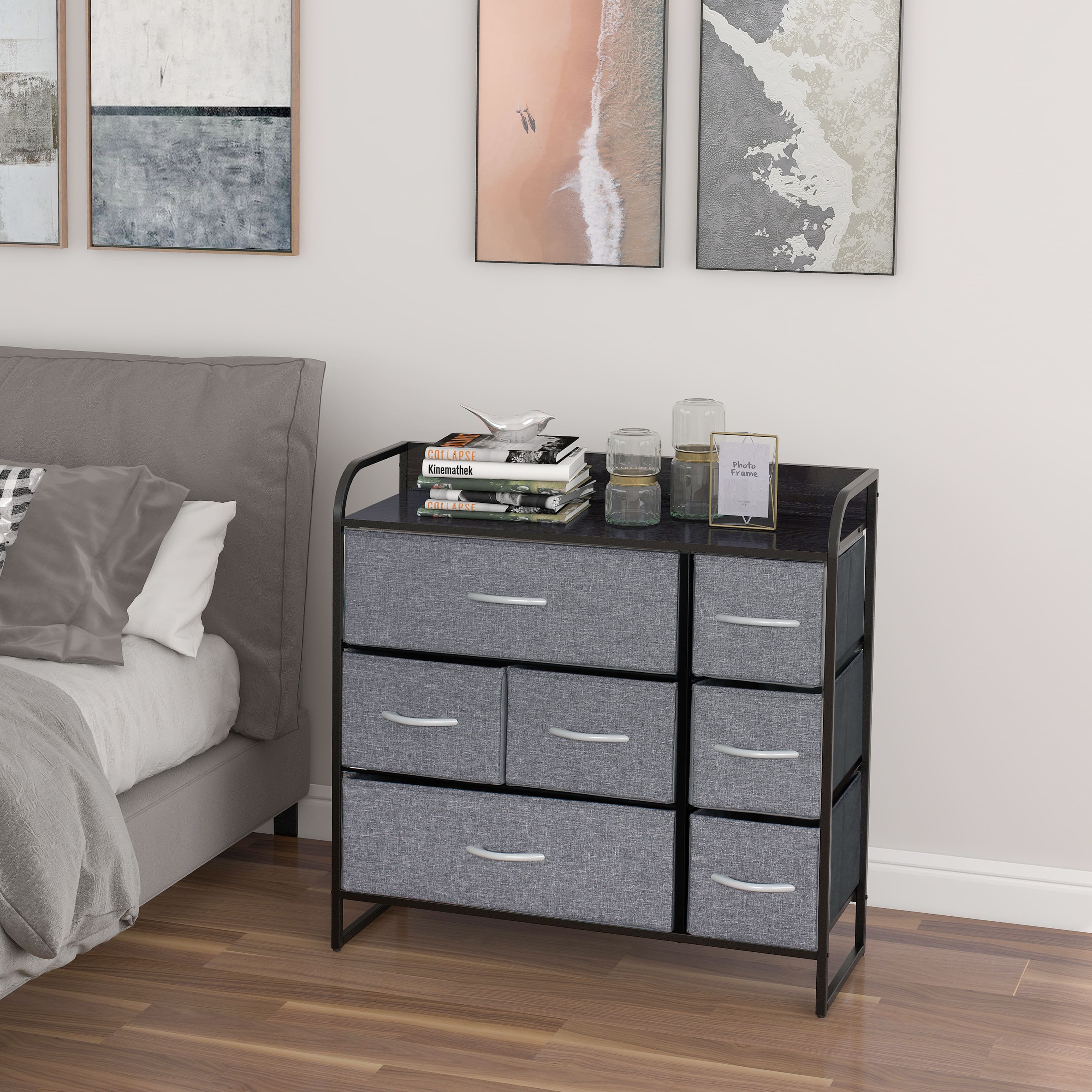 Foto 6 | Cómoda Compacta De 7 Cajones Mu:4life  5l608  Gris Oscuro De Estructura Metal Y Cajones De Tela