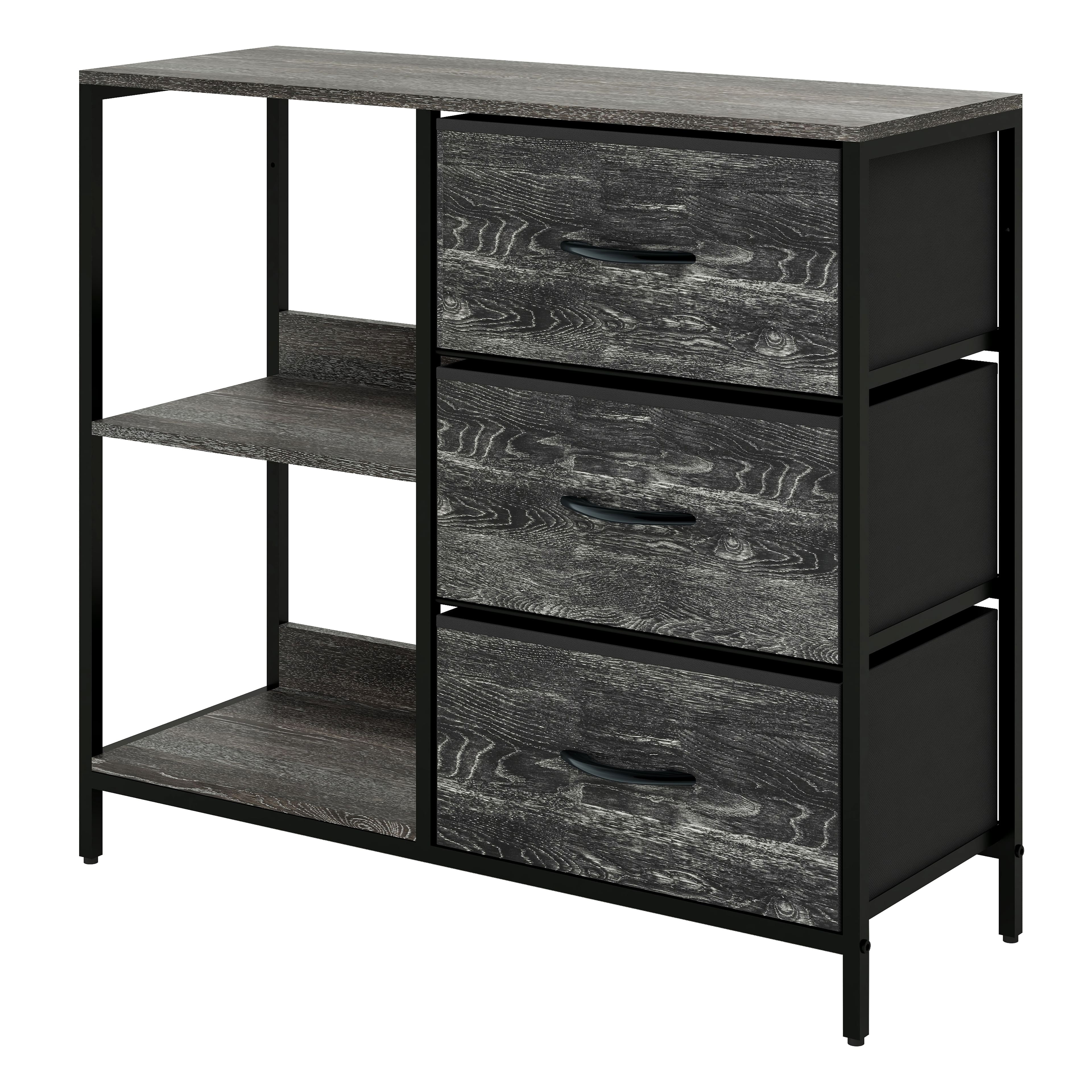 Foto 1 | Organizador Cajonera De 3 Cajones Y 3 Estantes Mu:4life 5l-804-on Oak Negro De Estructura Metal Y Cajones De Te