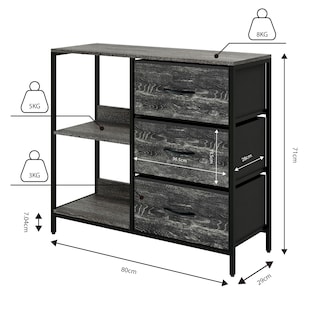 Foto 5 | Organizador Cajonera De 3 Cajones Y 3 Estantes Mu:4life 5l-804-on Oak Negro De Estructura Metal Y Cajones De Te
