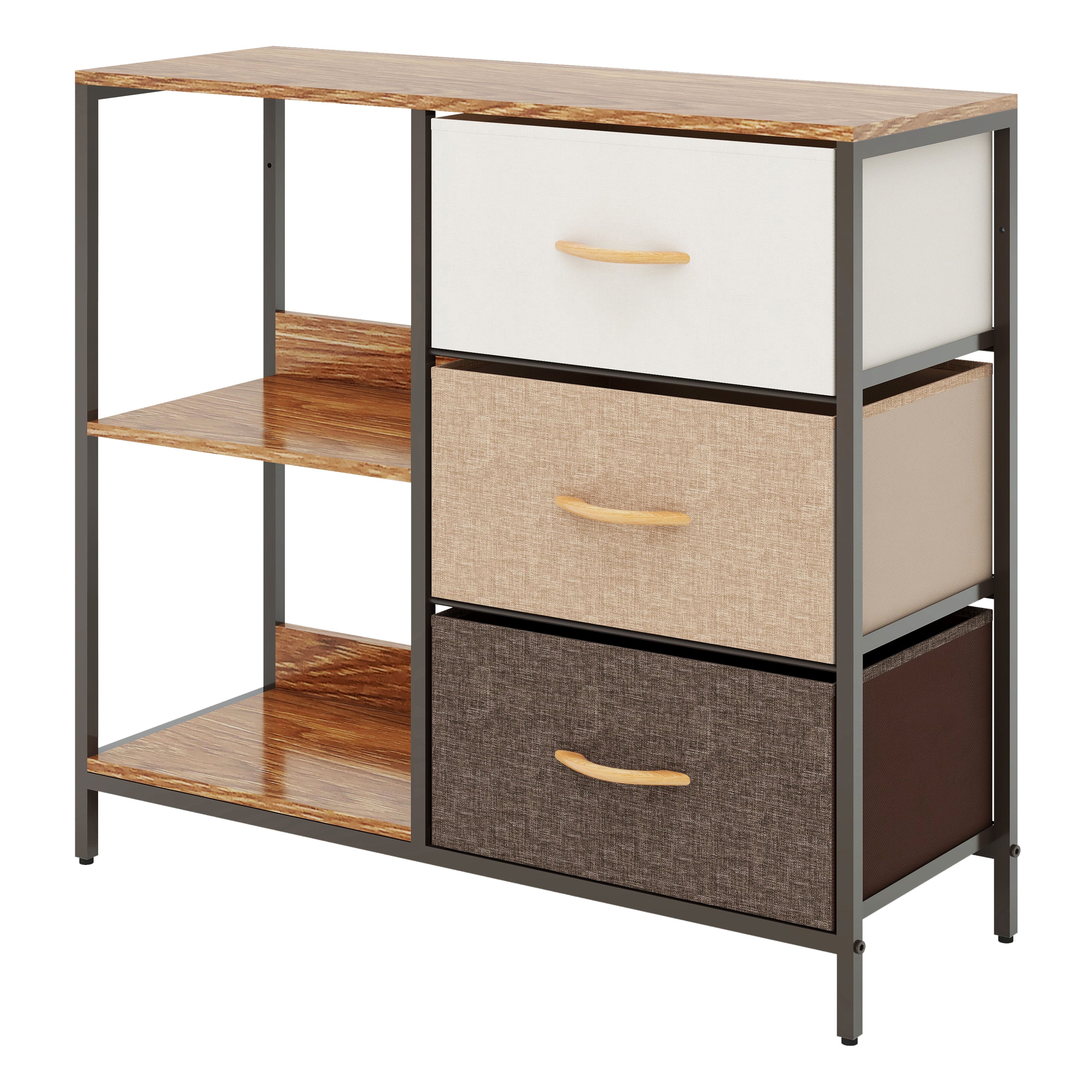 Organizador Cajonera De 3 Cajones Y 3 Estantes Mu:4life 5l-804-mix Café Mixto De Estructura Metal Y Cajones De