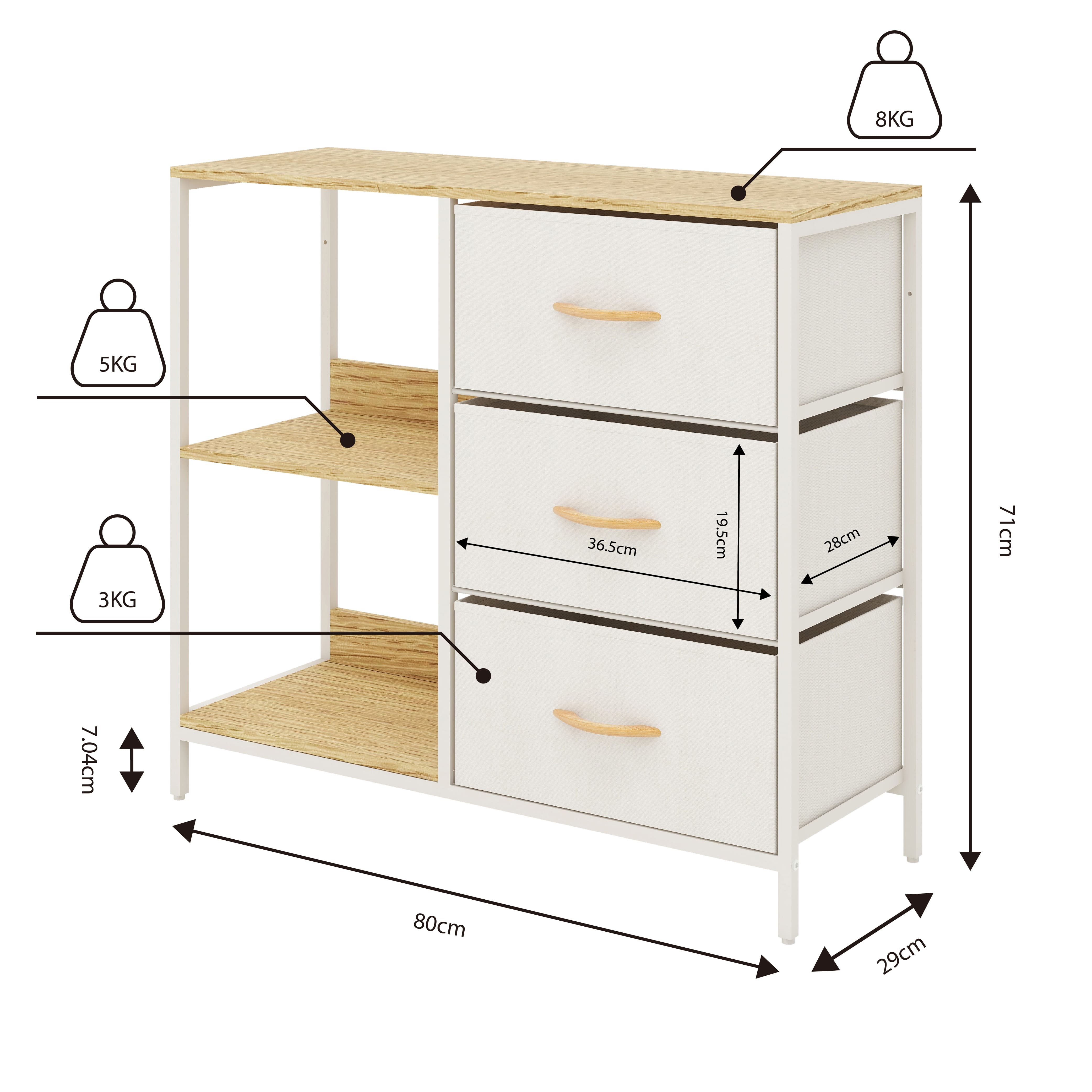 Foto 6 pulgar | Organizador Cajonera De 3 Cajones Y 3 Estantes Mu:4life 5l-804-white Blanco Crema De Estructura Metal Y Cajones