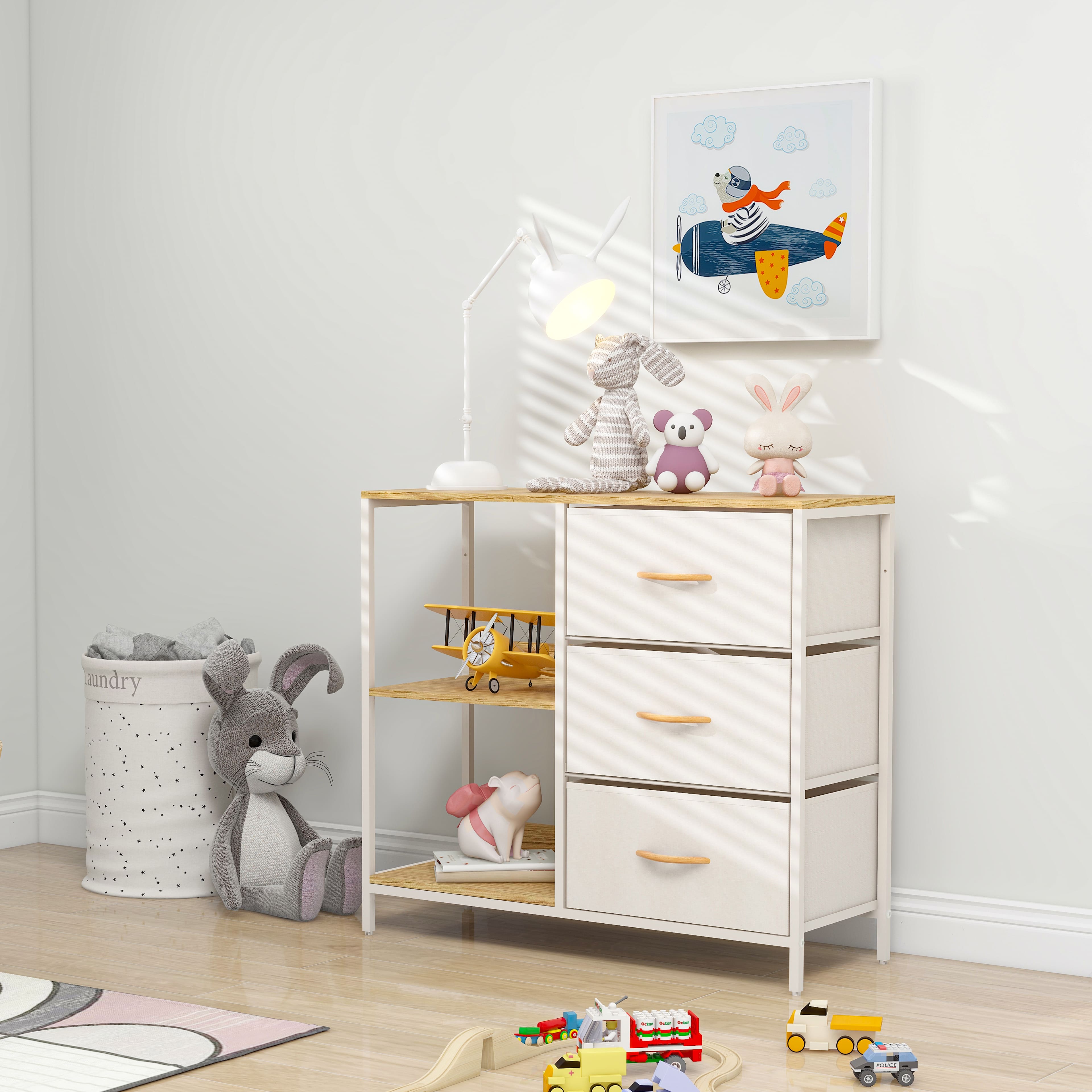 Foto 7 pulgar | Organizador Cajonera De 3 Cajones Y 3 Estantes Mu:4life 5l-804-white Blanco Crema De Estructura Metal Y Cajones