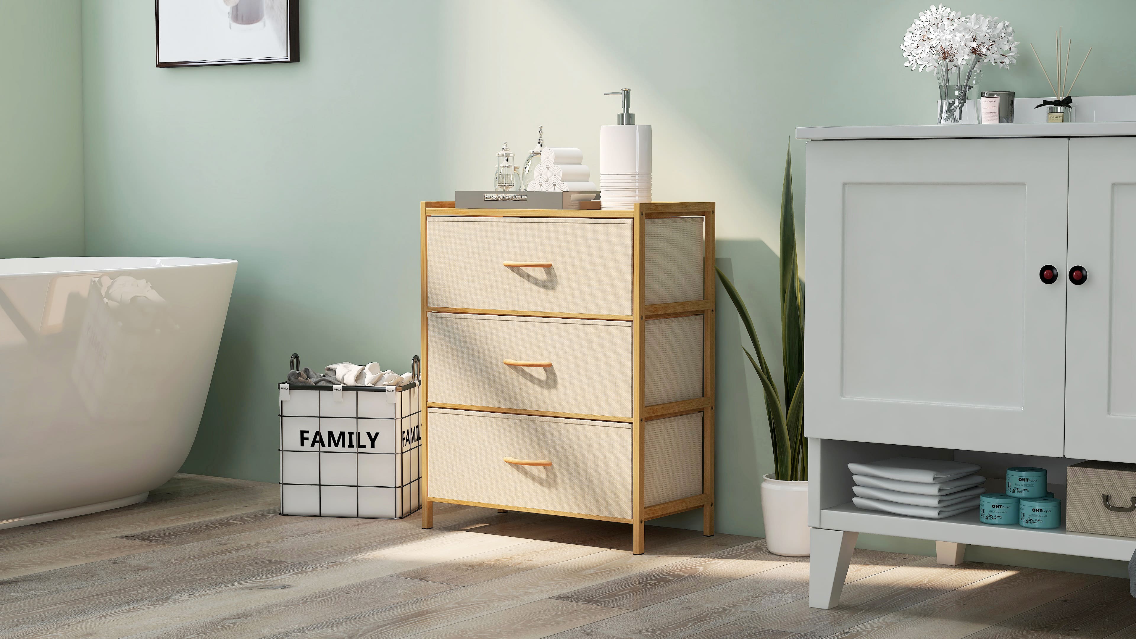 Foto 5 | Cómoda De Bambú Mu:4life 6f-101 Natural Con 3 Cajones De Almacenamiento