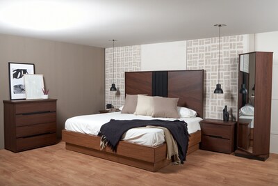 Foto 3 | Cómoda Cajonera De 4 Cajones Color Nogal - Madera Mdf Y Melamina
