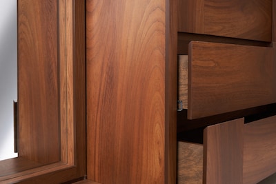 Foto 3 | Cómoda Cajonera De 4 Cajones Color Nogal - Madera Mdf Y Melamina