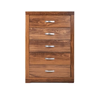 Foto 1 | Cómoda Cajonera De 5 Cajones Color Nogal Con Jaladeras De Metal - Madera Mdf