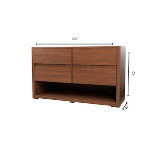 Foto 5 | Cómoda Cajonera De 4 Cajones Y Compartimento Color Nogal - Acabado En Melamina