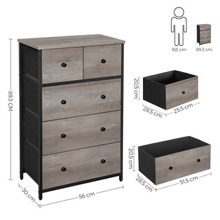 Foto 7 | Unidad De Almacenamiento Songmics Dresser De Estilo Industrial Con 5 Cajones