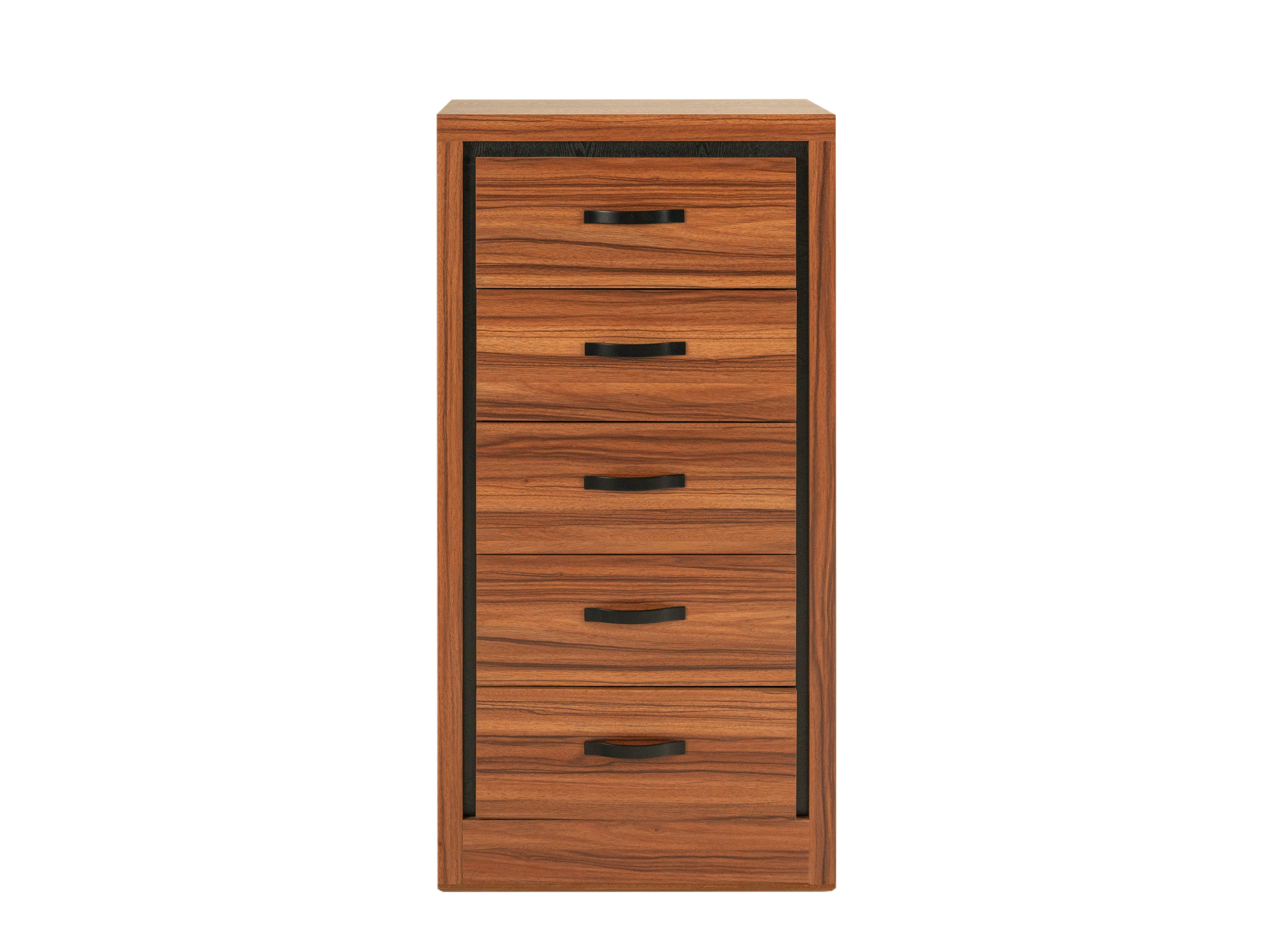 Cómoda - Cajonera Con 5 Cajones Color Nogal Con Jaladeras De Metal - Melamina