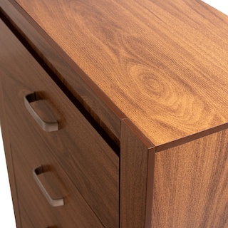 Foto 2 | Cómoda - Cajonera Con 4 Cajones Color Nogal Con Jaladeras De Metal - Madera Industrializada
