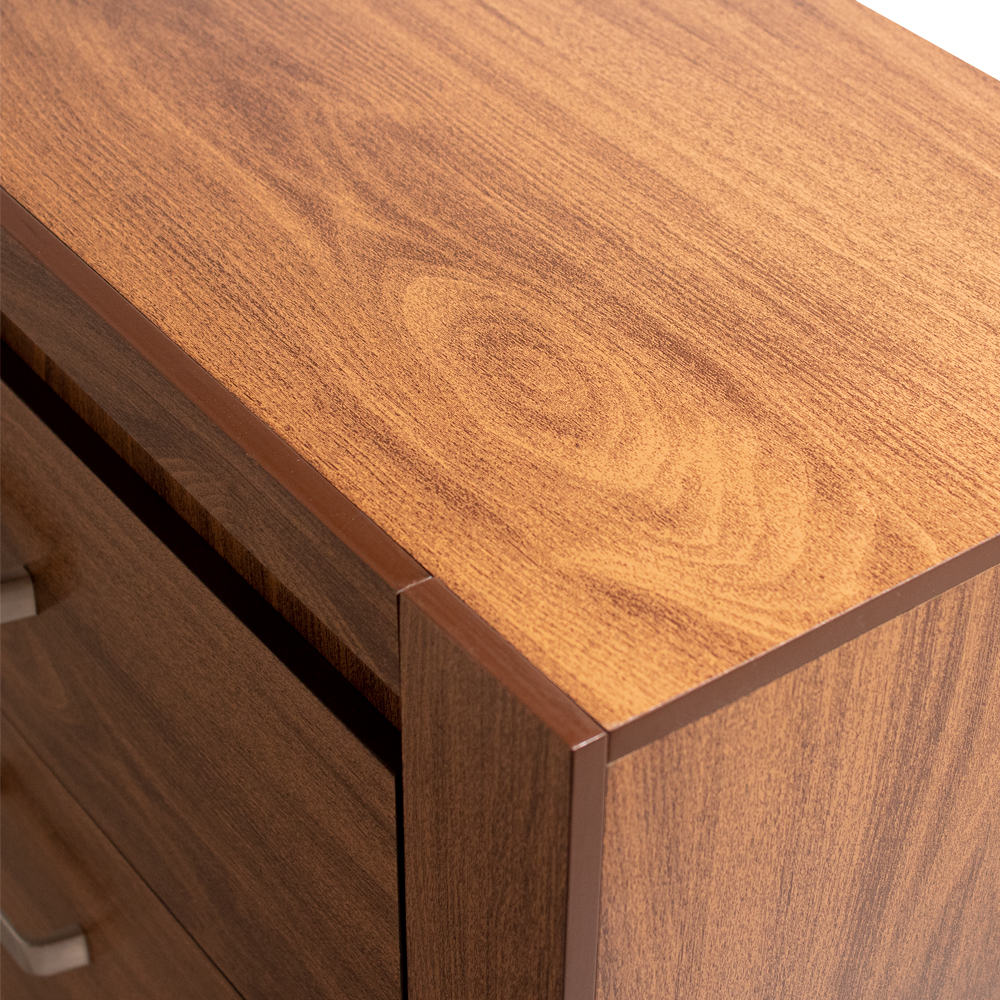 Foto 4 pulgar | Cómoda - Cajonera Con 4 Cajones Color Nogal Con Jaladeras De Metal - Madera Industrializada