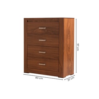 Foto 6 | Cómoda - Cajonera Con 4 Cajones Color Nogal Con Jaladeras De Metal - Madera Industrializada