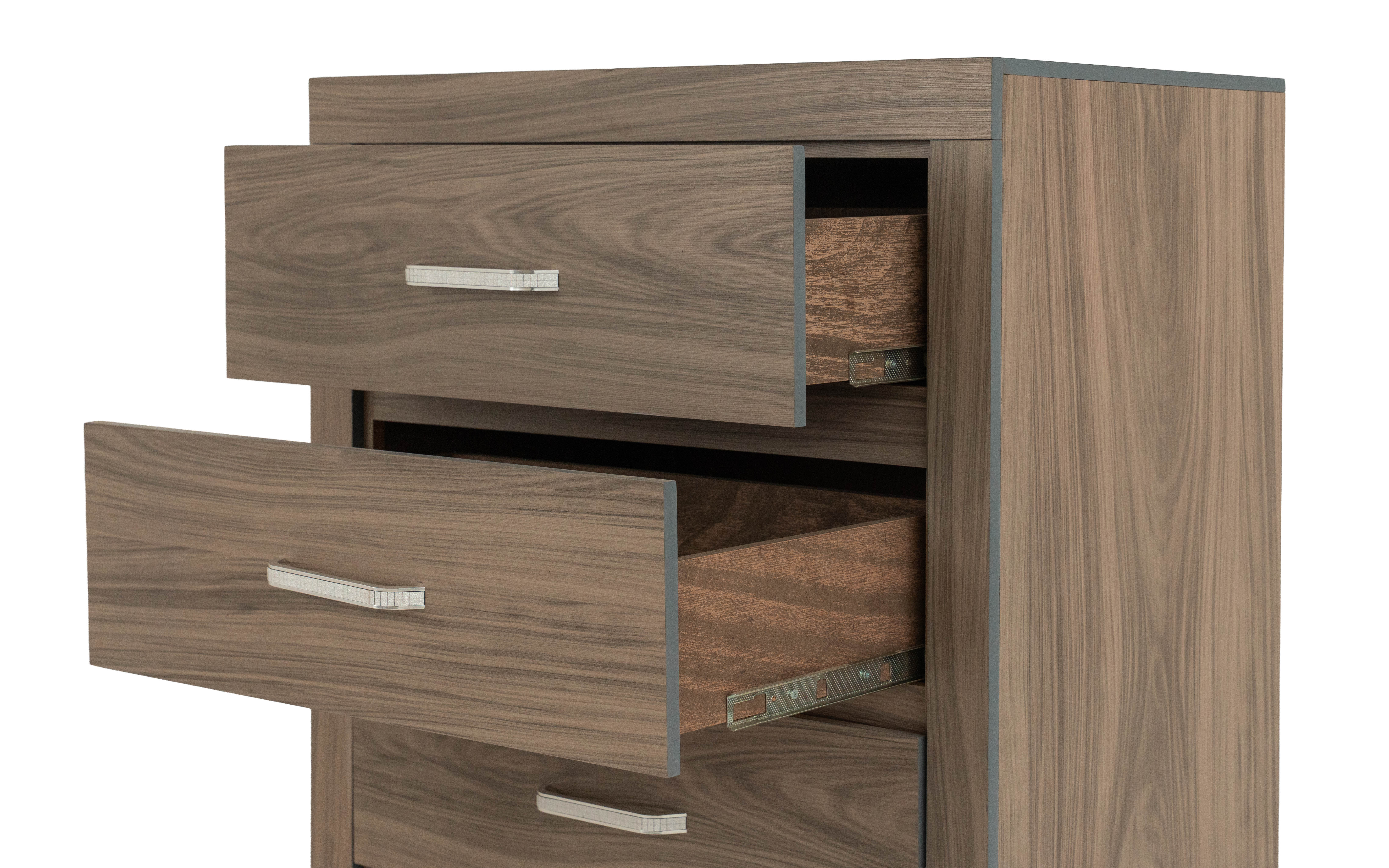 Foto 6 pulgar | Cómoda - Cajonera Con 4 Cajones Color Gris Con Jaladeras De Metal - Madera Industrializada