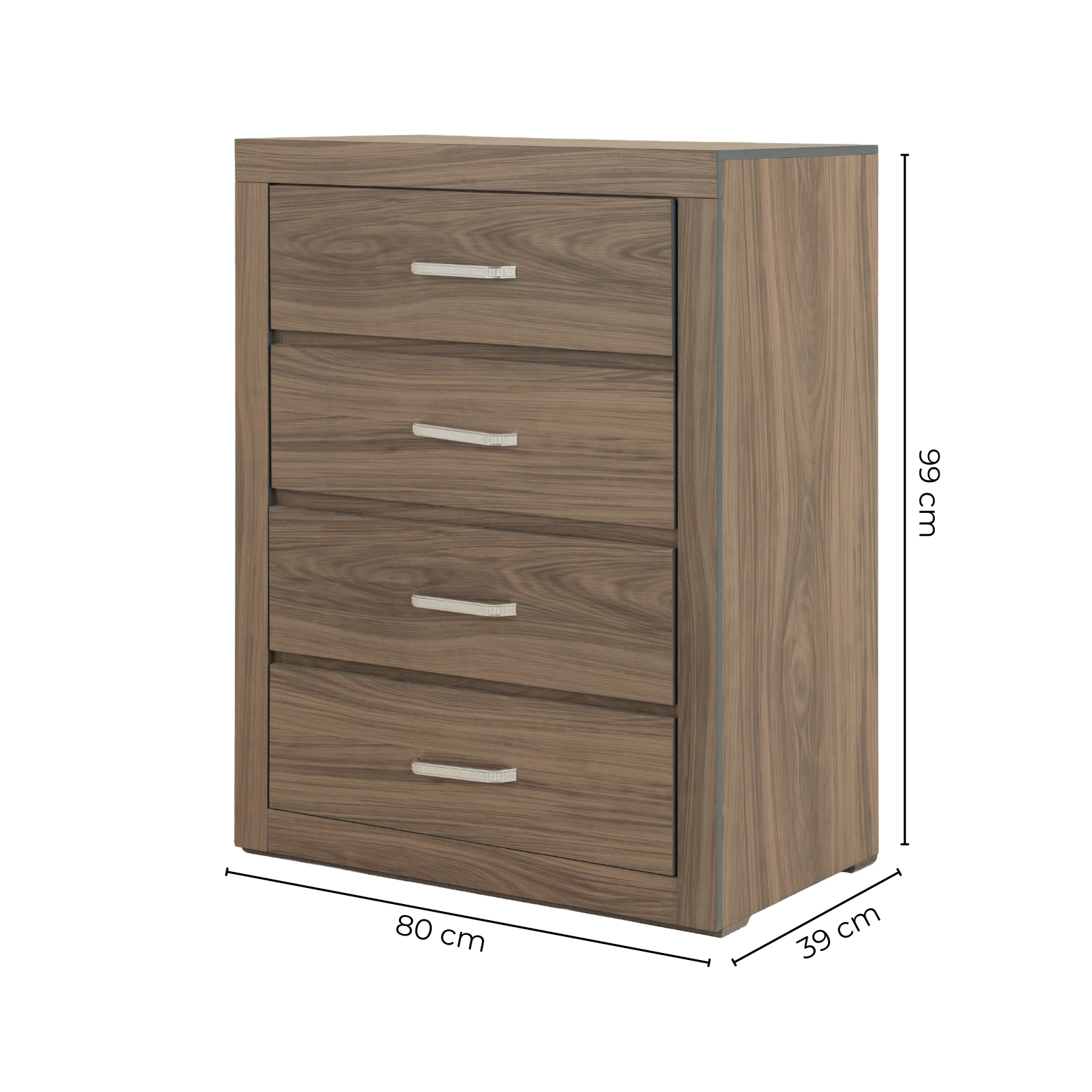 Foto 6 | Cómoda - Cajonera Con 4 Cajones Color Gris Con Jaladeras De Metal - Madera Industrializada