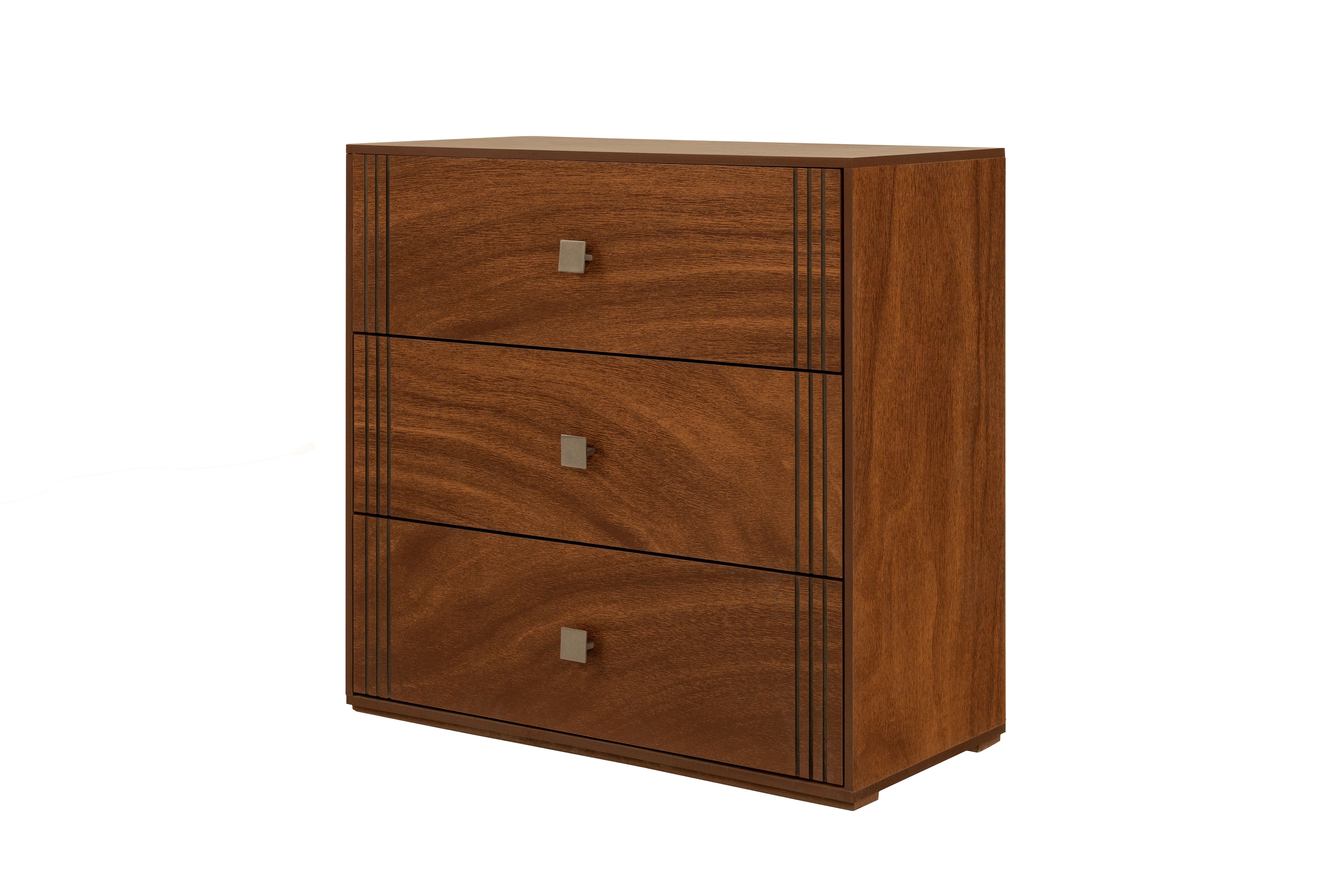 Cómoda - Cajonera Con 3 Cajones Color Parota - Madera Industrializada