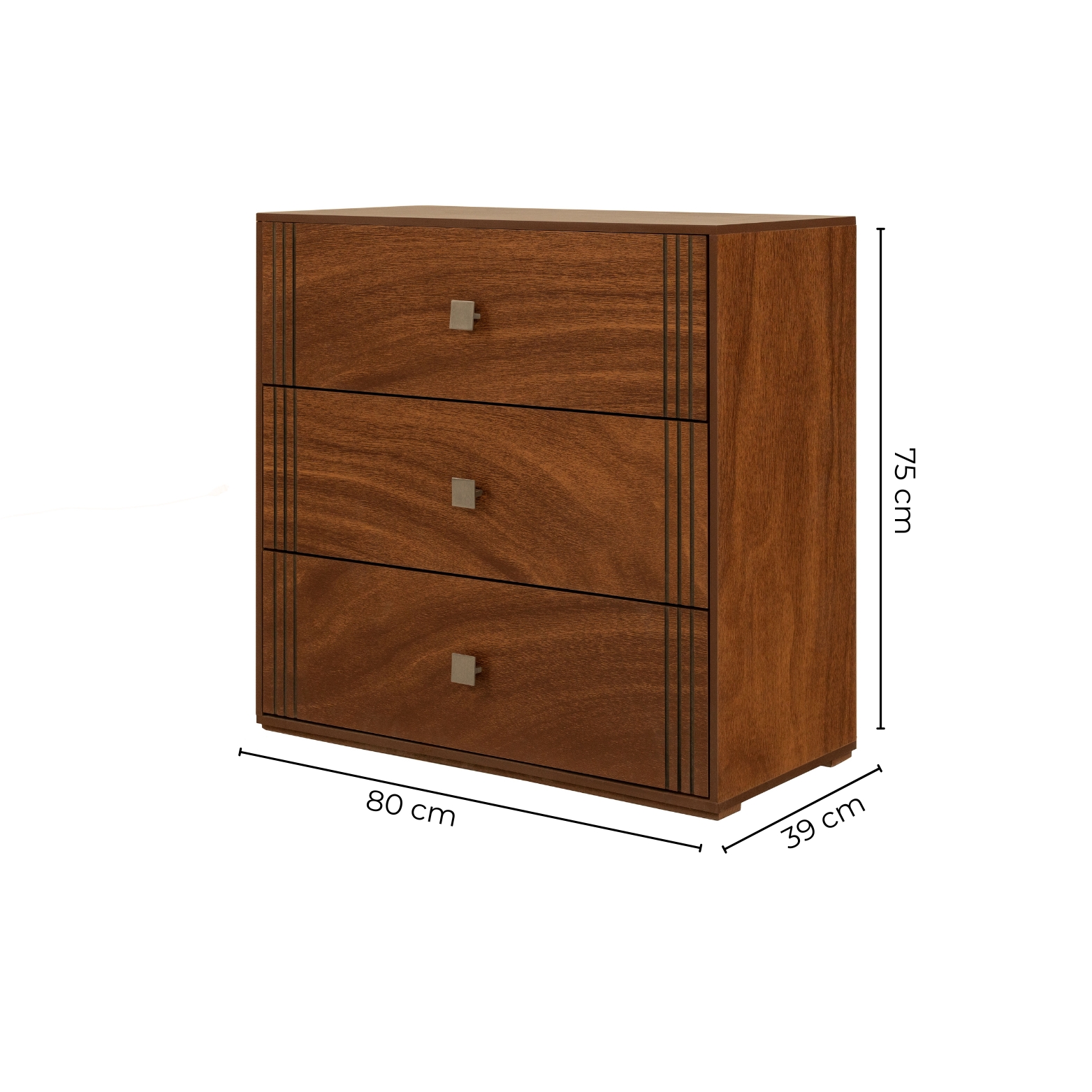 Foto 7 pulgar | Cómoda - Cajonera Con 3 Cajones Color Parota - Madera Industrializada
